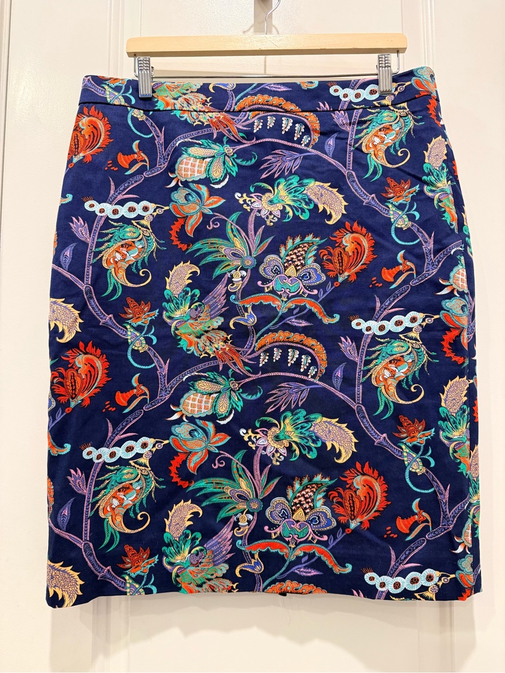 J. Crew Navy Floral Swim Skirt with Multicolor Paisley Print